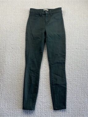 L’AGENCE High Rise Skinny Jeans Dark Ivy Green Wax Coated Size 23